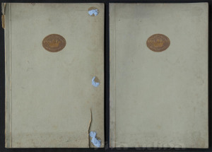 Restauració de catàleg de l'arxiu de Les Corts amb taques i estrips