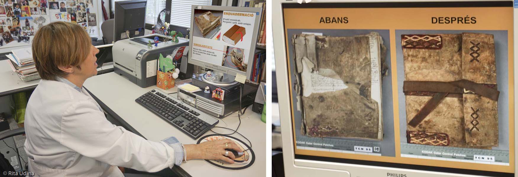 Restauración de encuadernación flexible en pergamino en el Archivo Nacional de Andorra