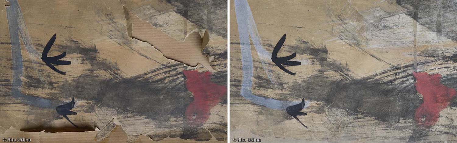 Before and after conservation (detail)